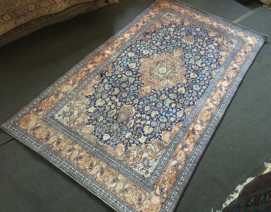 5x8 feet handmade floral turkish wool rug, vintage living room area large size rug, kitchen floor medium size rug, brown persian design rugs