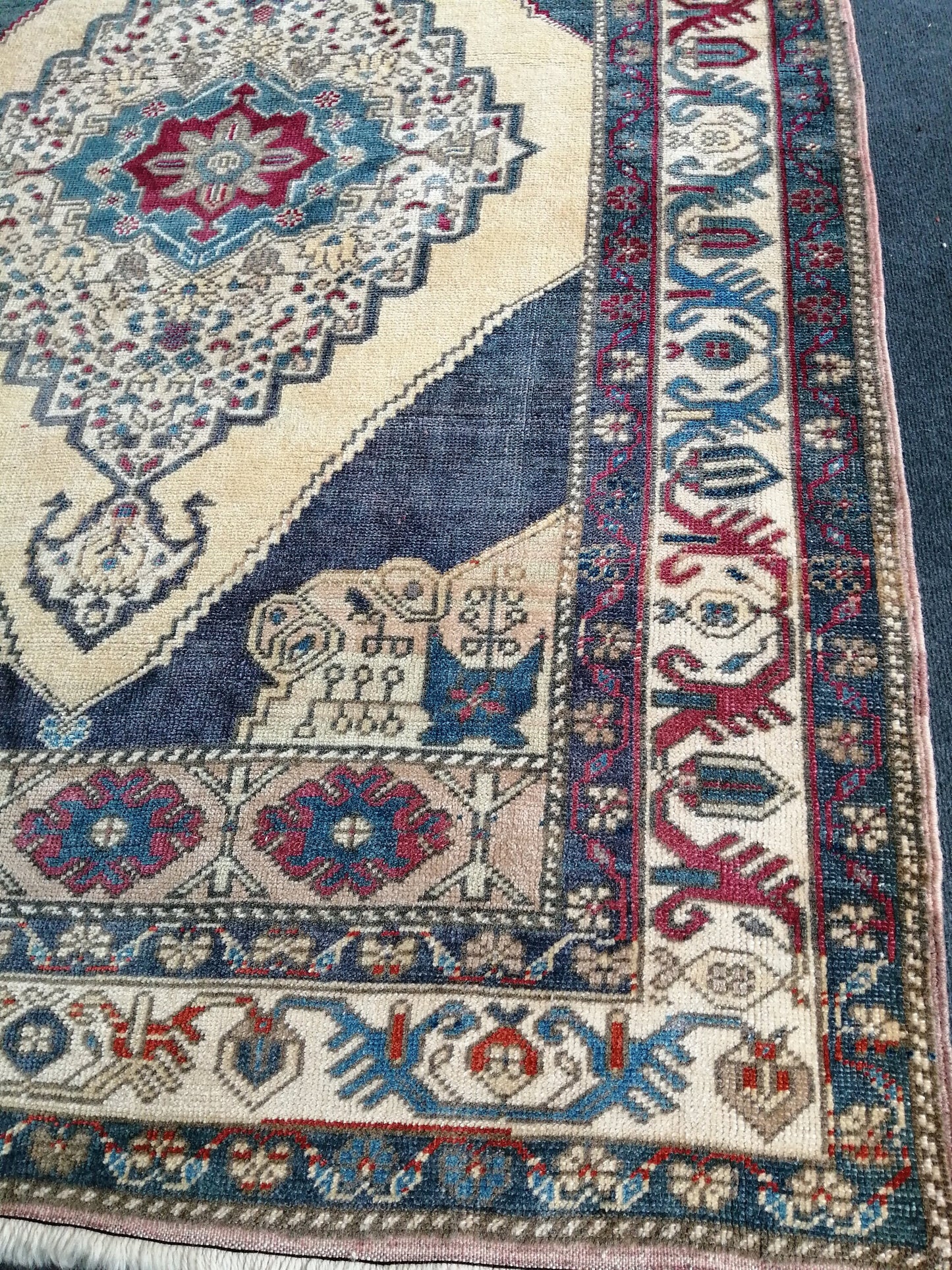 4.6 x 7 OUSHAK RUG TURKISH Oushak Rug Vintage Oushak Runner Rug Vintage Runner Rug Wool Oushak Rug Hand Made Rugs Vintage Turkish Rug