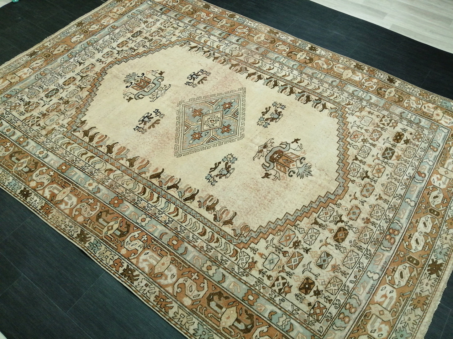 6.5 x 9.2 OUSHAK RUG TURKISH Oushak Rug Vintage Oushak Runner Rug Vintage Runner Rug Wool Oushak Rug Hand Made Rugs Vintage Turkish Rug