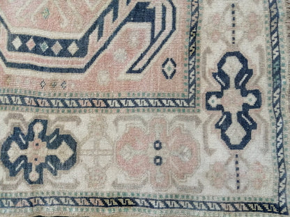 Muted OUSHAK RUG 4.6 x  7.2 TURKISH Rug Vintage Oushak Runner Rug Vintage Runner Rug Wool Rug Hand Made Rugs Vintage Turkish Rug