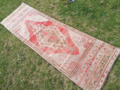 2'7x8'2 wool oushak runner rug hallway handmade runner, vintage runner rug turkish runner rug kitchen runner