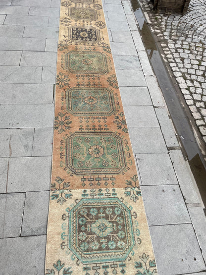 Staircase Runner Rug 2.3 x 26 ft Extra Long TURKISH Runner Rug Vintage Runner Rug Distressed Runner Rug  Runner Hand Knotted Runner