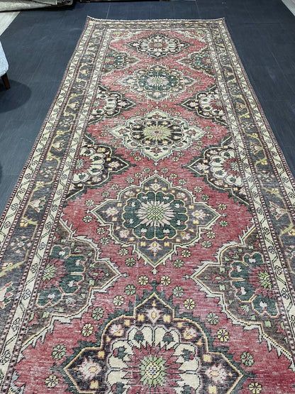 Turkish Runner Rug, Turkish Runner 4.7 x 12.3 Rug, Vintage Runner Rug, Hallway Runner Rug Kitchen Runner Rug, Wool Runner Rug Persian Rug