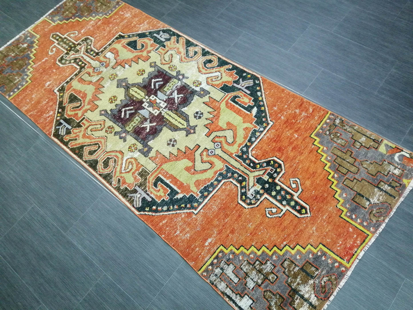 7.5 X 3 DISTRESSED Oushak Runner Rug Turkish Runner Rug Vintage Runner Rug Hallway Runner Rug Kitchen Runner Rug Wool Runner Rugl Oushak Rug