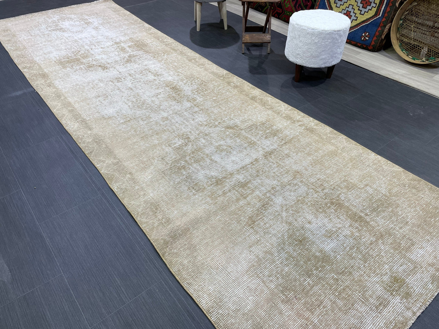 Distressed Vintage Runner Rug 3.6 x 11.5 ft Turkish Runner Rug Vintage Runner Rug Hallway Runner Rug Kitchen Runner Rug Wool Pile Runner Rug