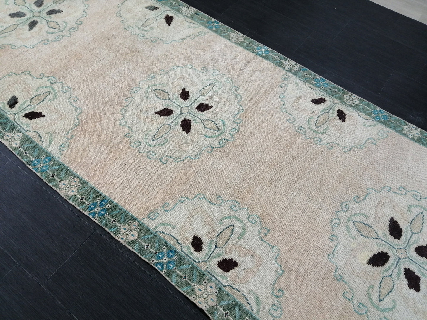 Muted Vintage Runner Rug Turkish Runner Rug Vintage Runner 4x11 Rug Hallway Runner Rug Kitchen Runner Rug Wool Runner Rug Floral Runner Rug