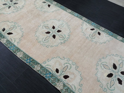 Muted Vintage Runner Rug Turkish Runner Rug Vintage Runner 4x11 Rug Hallway Runner Rug Kitchen Runner Rug Wool Runner Rug Floral Runner Rug