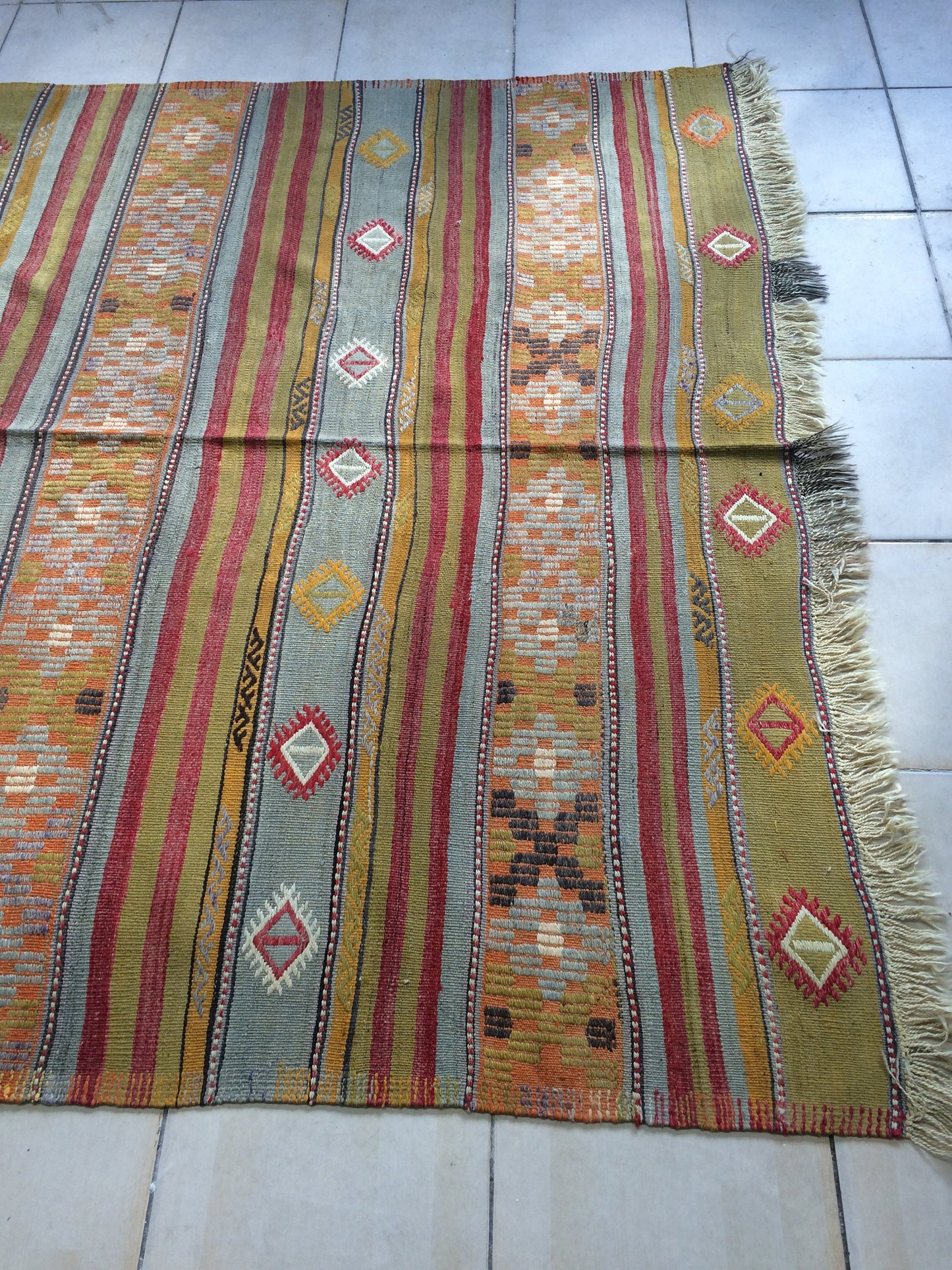 5.9 x 9.8 OUSHAK Flat weave RUG TURKISH Flatweave Oushak Rug Vintage Oushak Runner Rug Vintage Runner Rug Wool Oushak Rug Hand Made Rugs