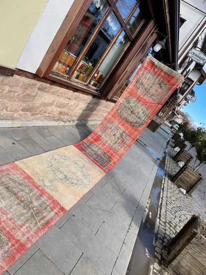 Staircase Runner Rug 2.6 x 22 ft Extra Long TURKISH Runner Rug Vintage Runner Rug Distressed Runner Rug Patchwork Runner Hand Knotted Runner