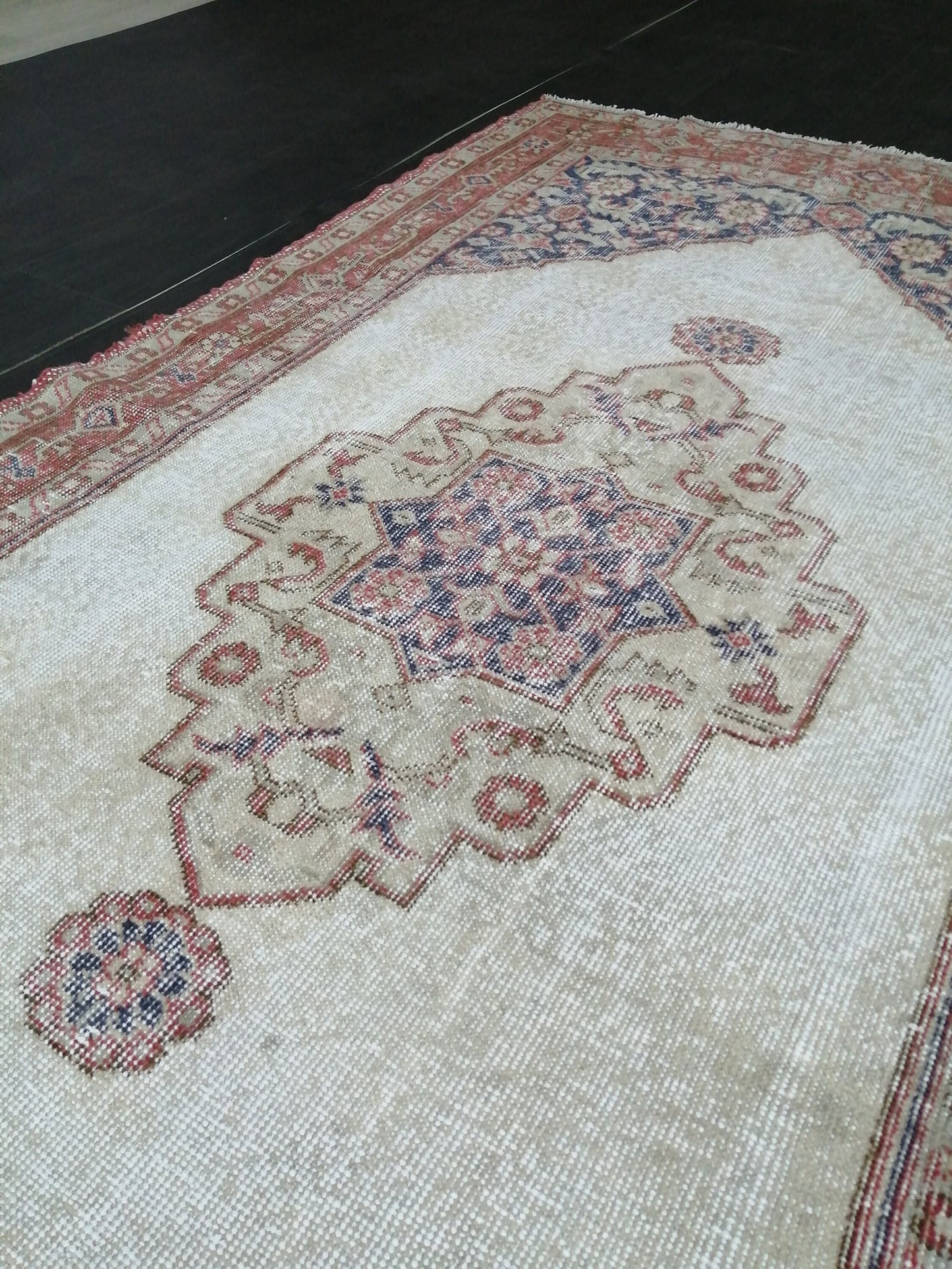 6.9 x 3.9 Rug Handmade Rug Oushak Rug, Rustic Rug Hand Knotted Rug, Rug Runner,Muted  Turkish Rug, Farmhouse Rug, Vintage Rug, Wool rug