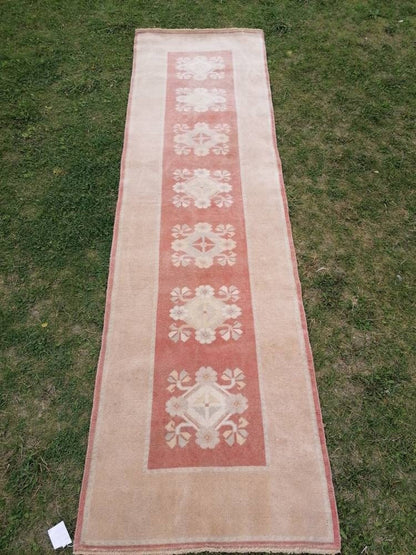 Hallway wool runner 2'5x8'9 turkish runner rug, vintage handmade runner rug, kitchen runner