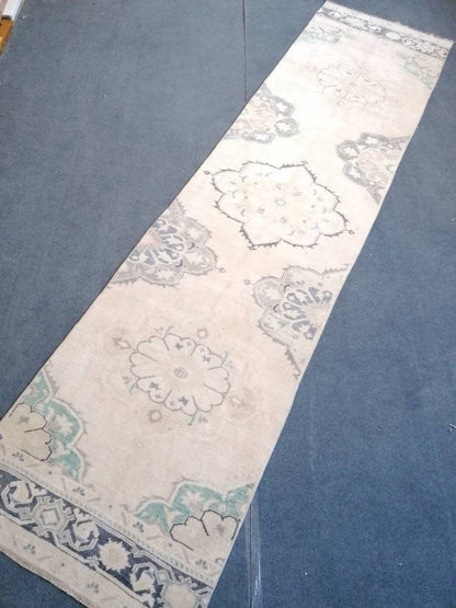 Vintage runner, oushak wool runner 2'10x11'3 hallway  runner, turkish runner rug, entery runner, kitchen runner