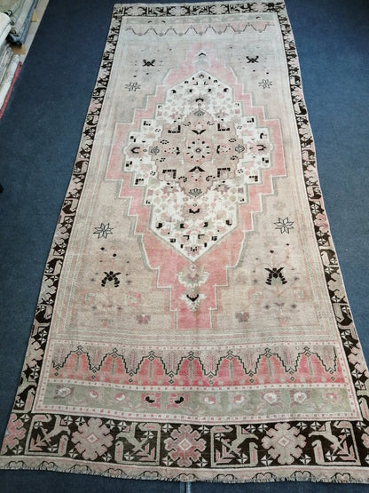 5.2 x 12 Oushak Runner Rug Turkish Runner Rug Vintage Runner Rug Hallway Runner Rug Muted Runner Rug Wool Runner Rug pink Oushak Rug