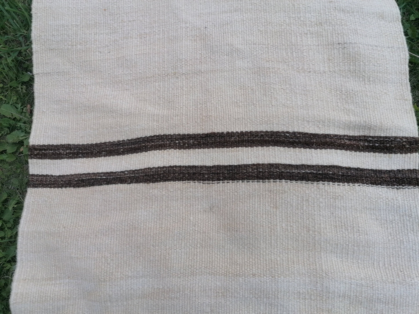 2x15 neutral flatweave runner rug, woven handmade wool runner, long stripe kilim runner rug