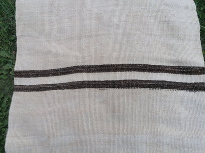 2x15 neutral flatweave runner rug, woven handmade wool runner, long stripe kilim runner rug