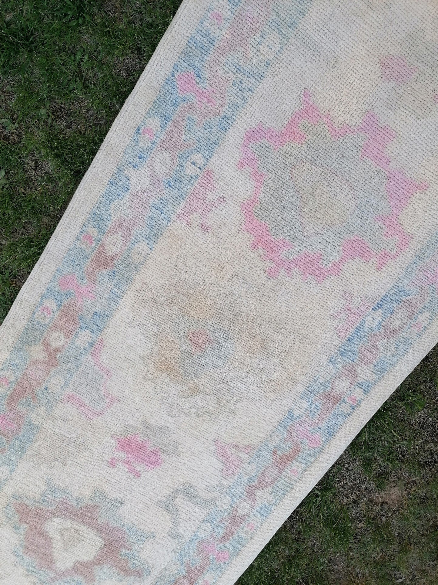 Turkish muted oushak runner rug 3x16'9 new production oushak runner rug, hallway oushak hand made wool rug