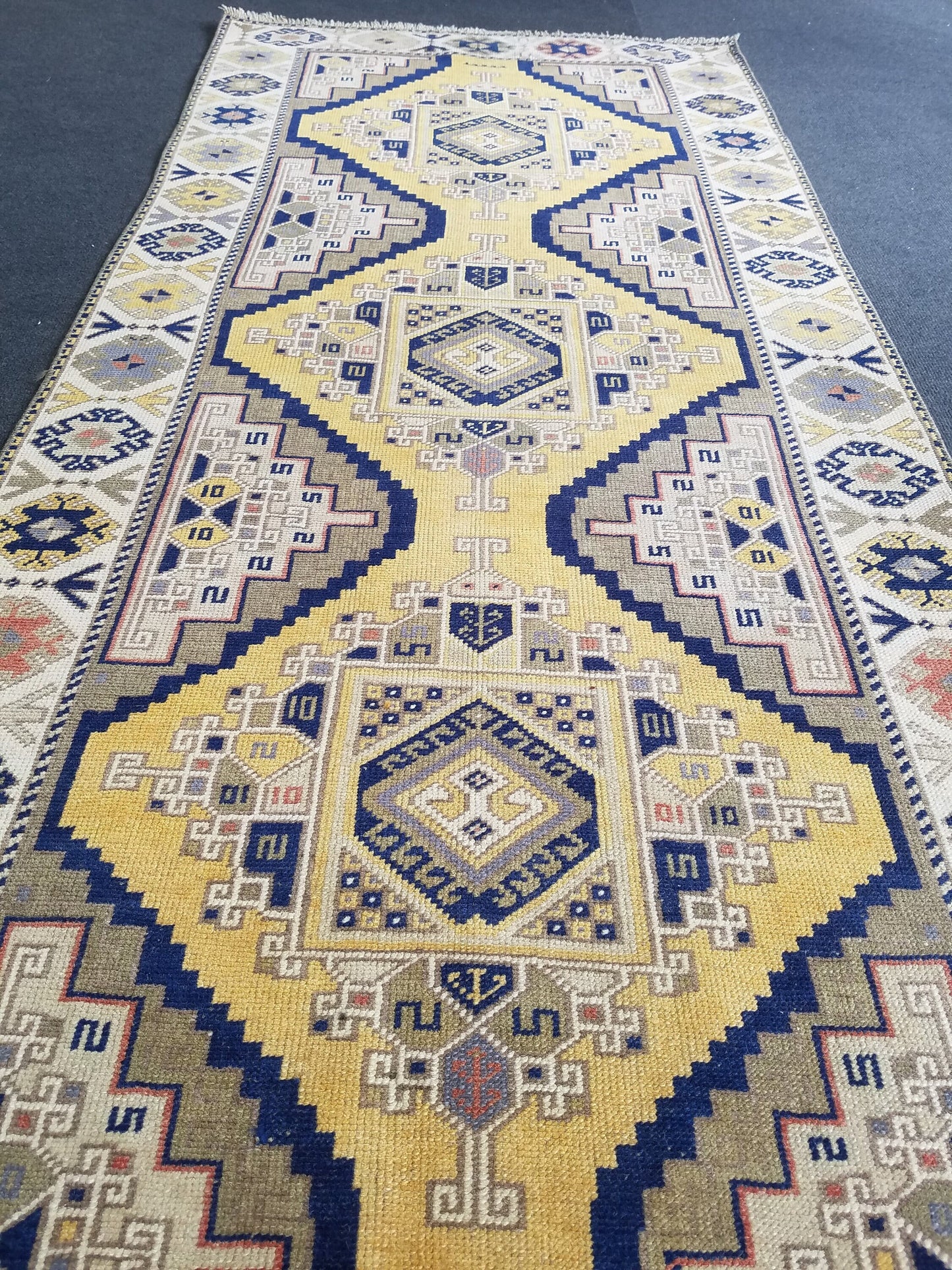 3x12 vintage handmade wool runner, oushak runner, hallway runner rug, kitchen runner