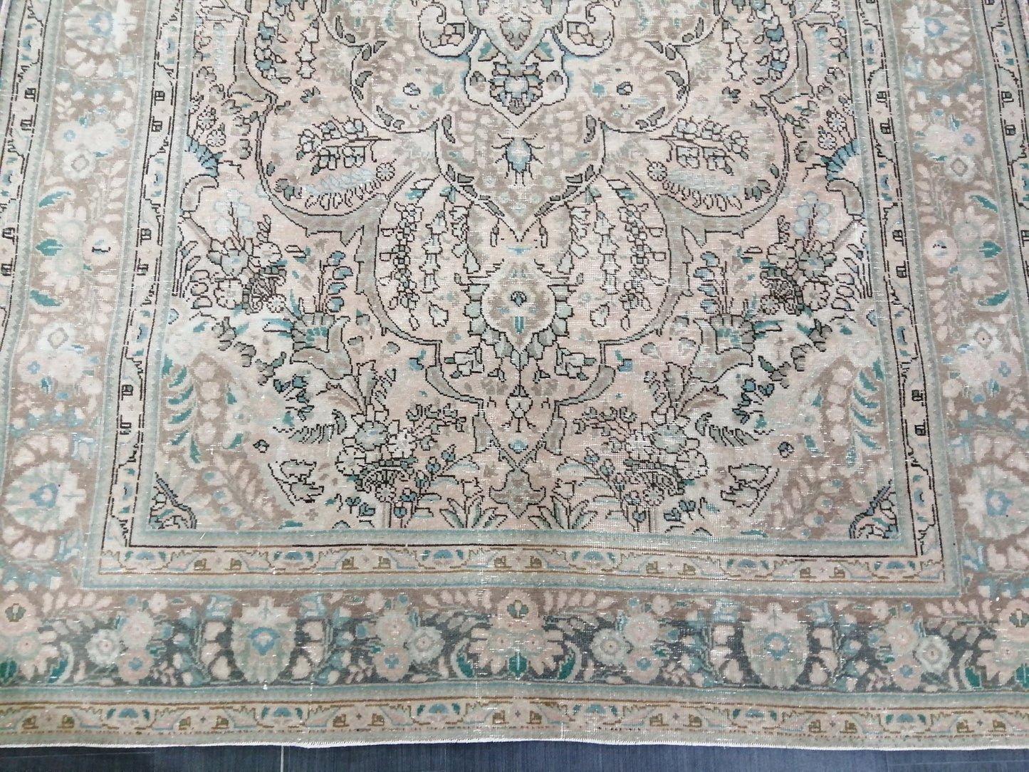 Vintage Handmade Persian Rug 6.5 x 9.6 Vintage Oriental Rugs  MUTED Vintage Persian Rug Living room Rug, Vintage Oushak Rug, Wool Rug