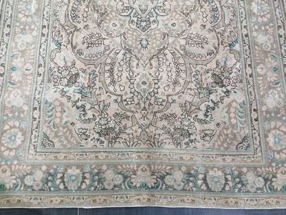 Vintage Handmade Persian Rug 6.5 x 9.6 Vintage Oriental Rugs  MUTED Vintage Persian Rug Living room Rug, Vintage Oushak Rug, Wool Rug