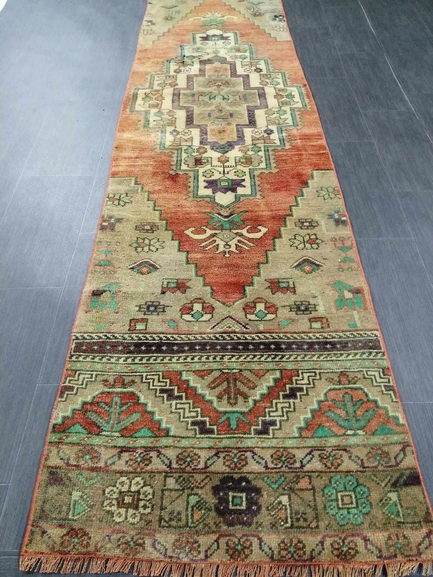 9.4 x 2.4 Oushak Runner Rug Turkish Runner Rug Vintage Runner Rug Hallway Runner Rug Kitchen Runner Rug Wool Runner Rug Wool Oushak Rug