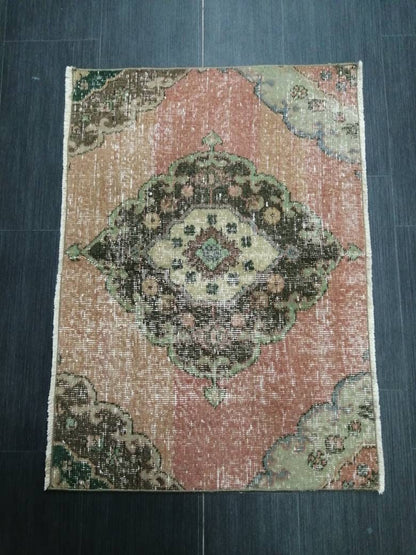 Small Oushak Rug 3.2 x 2.3 Turkish Rug Distressed Rug Wool Oushak Rug Vintage Rugs Boho Rug