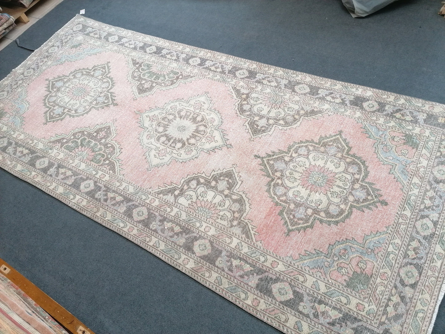 10'8x4'10 pastel runner rug, hallway runner,hand made rug,wool runner rug,vintage runner, turkish runner