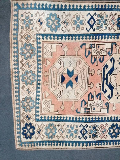 Oushak rug, blue turkish rug vintage rug 4'7x6'1 vintage oushak rug unique hand made rug kitchen rug bohemian rug