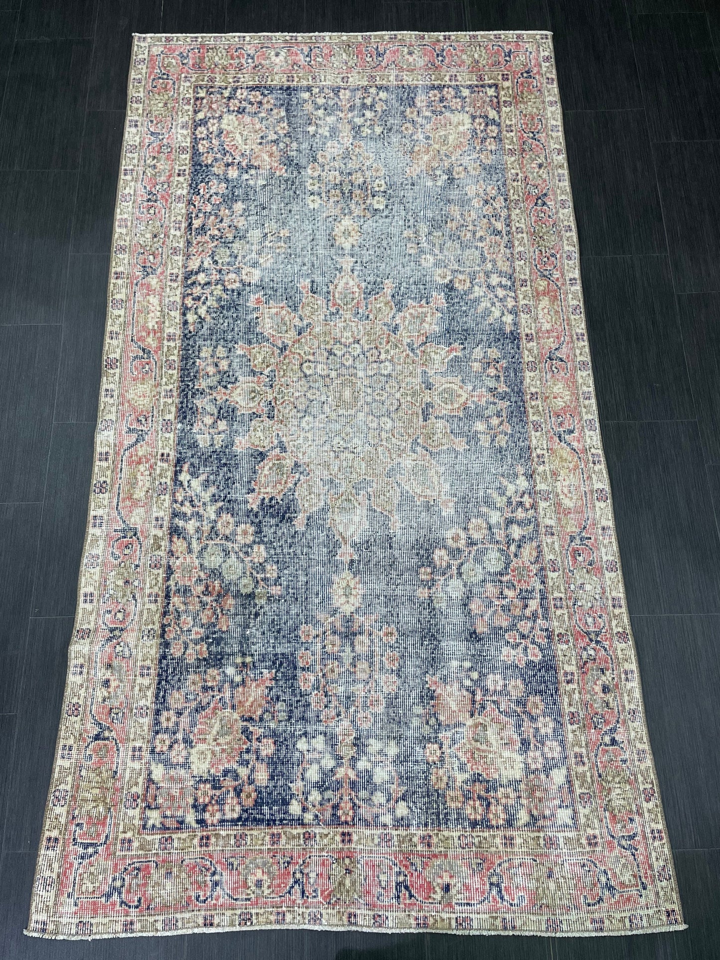 Vintage Rug TURKISH 4.3 x 8 Rug Handmade Rug Vintage Persian Rug Oushak Rug  Hand Knotted RugTurkish Rug Vintage Oushak Rug, Wool Rug