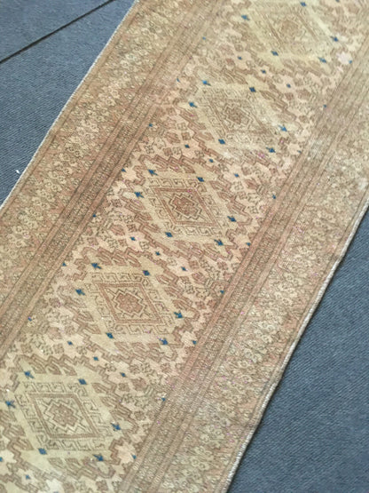 2x6 feet long runner rug, persian handmade mini floor runner, morracon wool rug, vintage turkish runner, nautral brown kitchen muted runner,