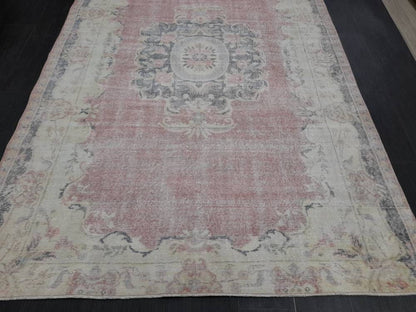 Distressed Vintage Rug TURKISH HAND MADE Rug 6 x 8.8 Vintage Turkish Rug Oushak Rug Turkish Oriental Rug Persian Vintage Oushak Rug Wool Rug