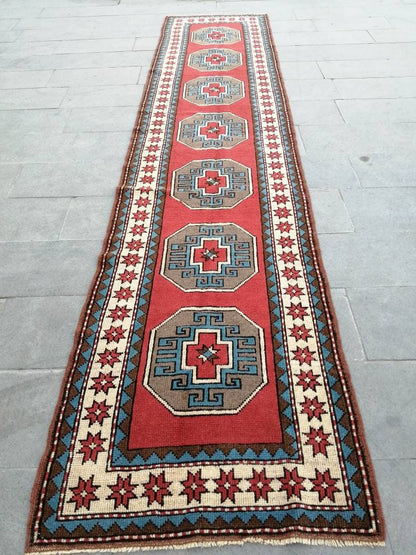 XL Turkish Runner Rug 2.8 x 13 Vintage Runner Rug Hallway Runner Rug Kitchen Runner Rug Staircase l Runner Rug Extra Long Oushak Runner