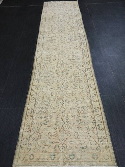Vintage Runner Rug  2.4 x 10.7 Persian Runner Rug Muted Vintage Runner Rug Antique Hallway Runner Muted Turkish Runner Rug Distressed Runner