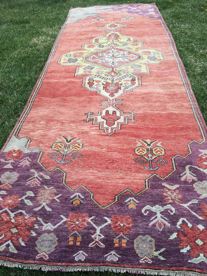 VINTAGE RUNNER Rug, 4x12 Oushak Runner Rug, Rustic Rug, Rugs Runner, Turkish Rug Runner, Farmhouse Rug, Vintage Rug