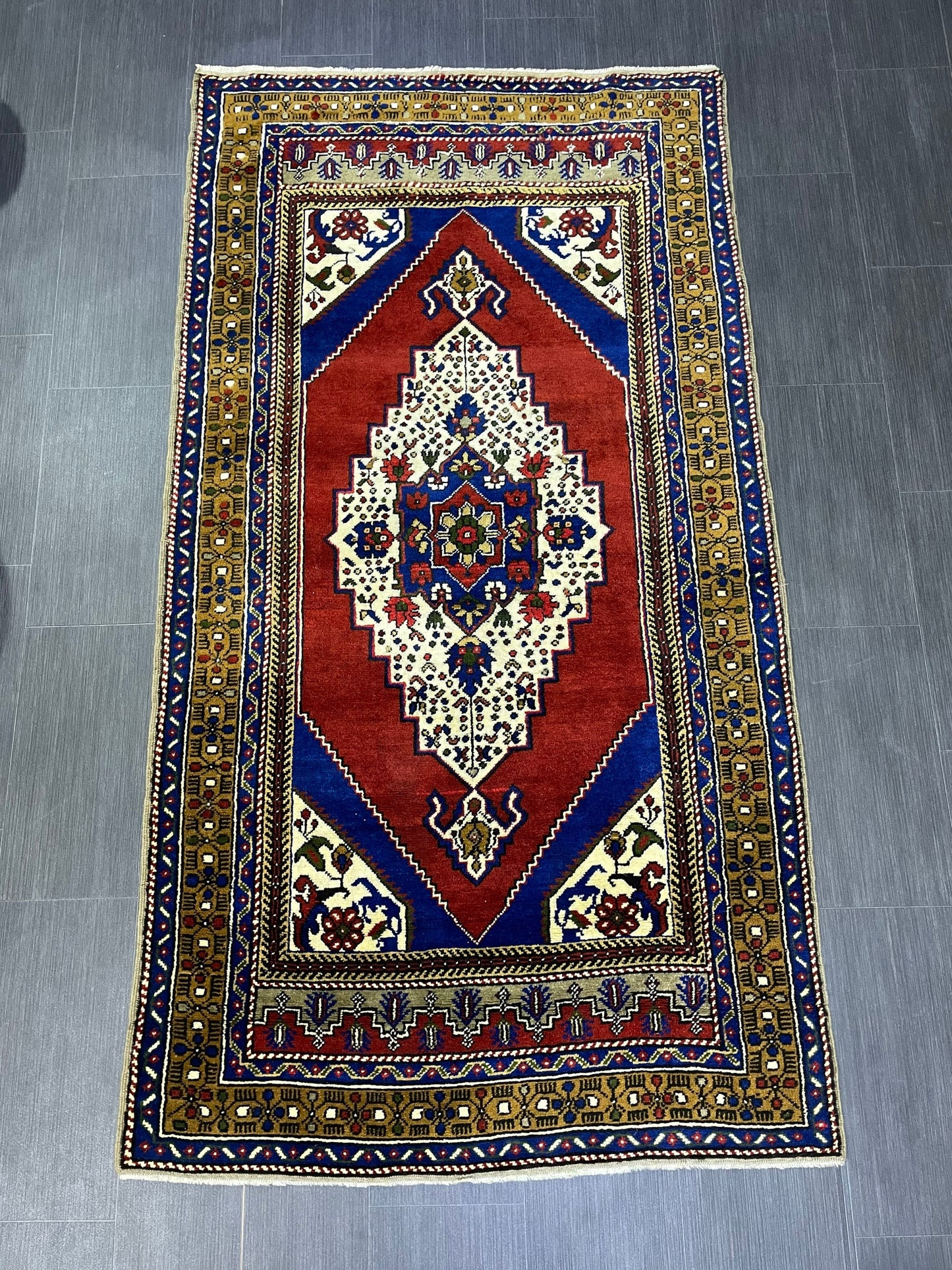 Persian RUG Vintage TURKISH 4x7 Rug Plush Vintage Rug Wool Oushak Rug Handmade Rug Hand Knotted Rug Natural Wool Rug