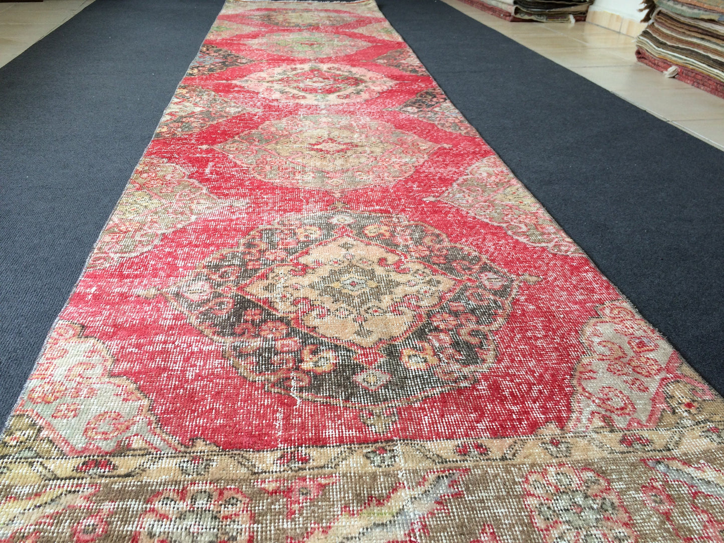 12 x 2.9 Vintage Runner Rug Oushak Runner Rug Turkish Runner Rug Hallway Runner Rug Kitchen Runner Rug Wool Runner Rug Wool Oushak Rug