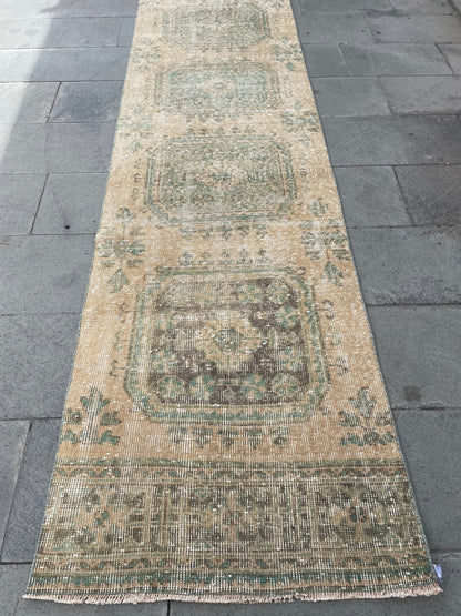 Muted Extra Long Turkish Runner Vintage 2.6 x 21.2 Stairs Runner Rug Vintage Runner XL Oriental Runner Staircase Handmade Runner