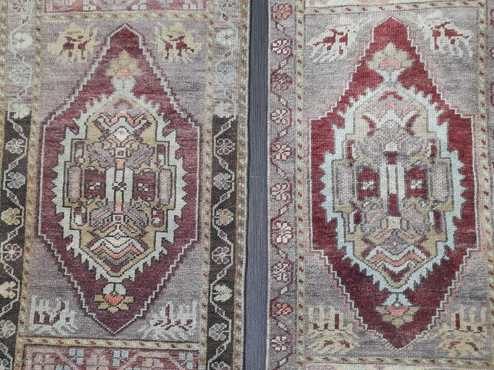 Coordinating Small Rug Turkish Rug Mini Twin Small Area Rug 1.6 x 3 Turkish Oushak Rug Persian Hand Made Rug Matching Oriental Vintage Rug