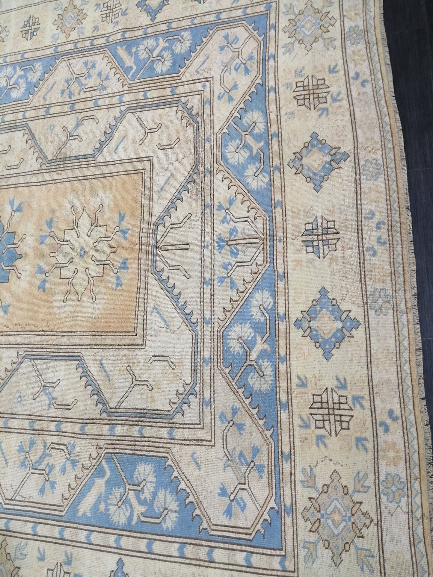 8.7 x 11.8 Muted Wool OUSHAK RUG TURKISH Persian Rug Vintage Oriental Rug Vintage Hand Made Rug Wool Oushak Rug Light Blue Rug 8x12 rug