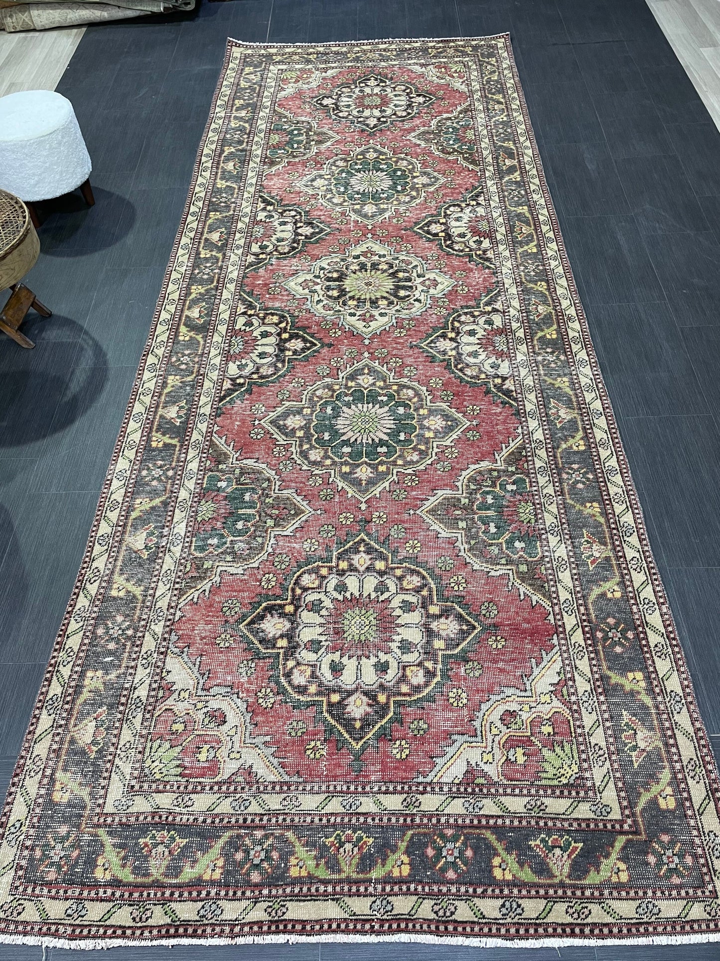 Turkish Runner Rug, Turkish Runner 4.7 x 12.3 Rug, Vintage Runner Rug, Hallway Runner Rug Kitchen Runner Rug, Wool Runner Rug Persian Rug