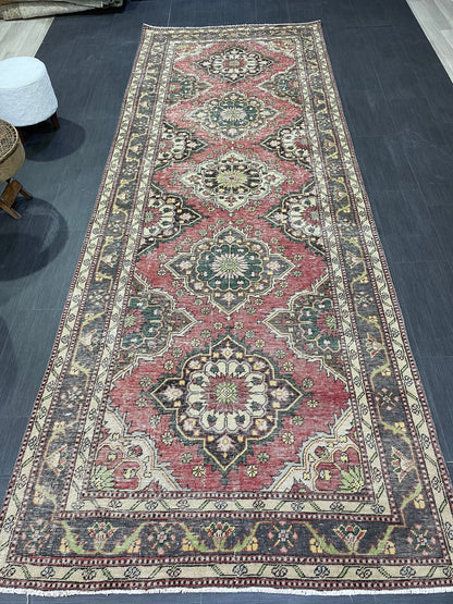 Turkish Runner Rug, Turkish Runner 4.7 x 12.3 Rug, Vintage Runner Rug, Hallway Runner Rug Kitchen Runner Rug, Wool Runner Rug Persian Rug