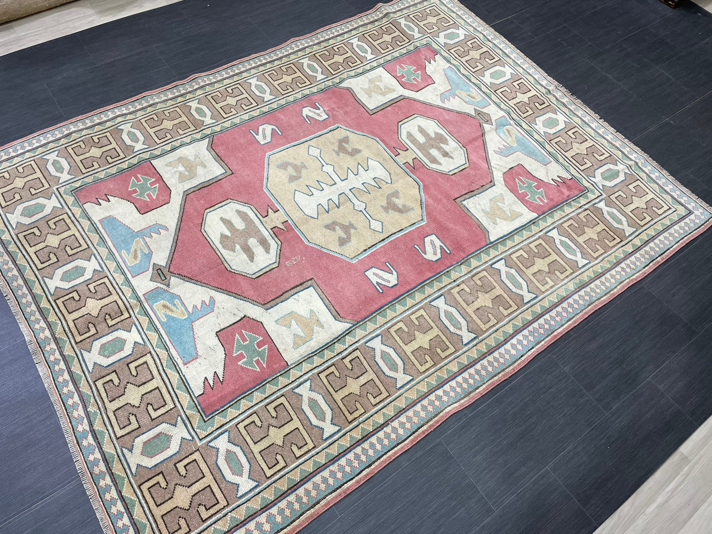 Wool Oushak Rug Vintage Rug Muted Vintage 6x8 ft Rug Wool Oriental Rug Handmade Rug Vintage Turkish Rug Muted Persian Wool Rug