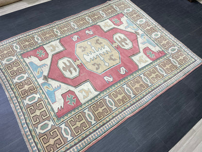 Wool Oushak Rug Vintage Rug Muted Vintage 6x8 ft Rug Wool Oriental Rug Handmade Rug Vintage Turkish Rug Muted Persian Wool Rug