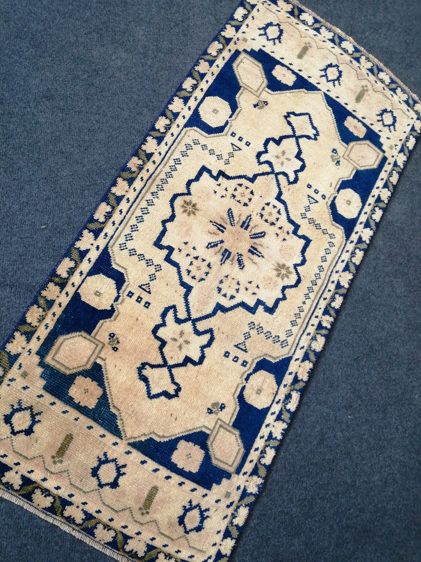 Small Turkish Rug Bathroom Rug Vanity Rug Powder Room Rug Hand Knotted Rug Oushak Rug Hand Made Rug Vintage Rug Door Mat