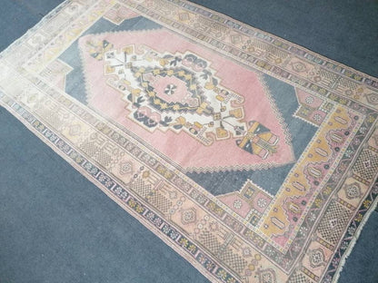 Oushak turkish wool rug 4'6x8 turkish handmade rug, vintage rug,kitchen rug, living room rug, bohemian rug