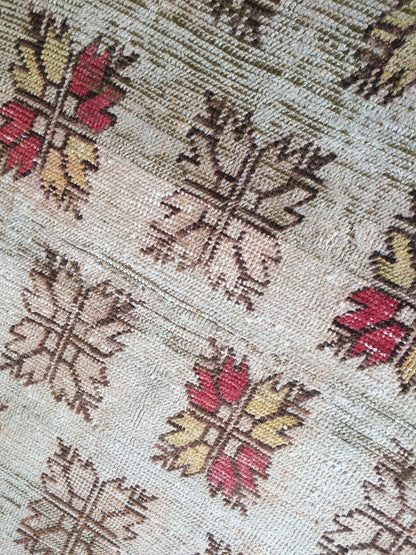 Vintage living room rug , wool pile RUG, Pastel Oushak rug , Turkish Oushak Rug, Vintage Runner Rug, Vintage Oushak Rug, Wool Rug, Bohemian