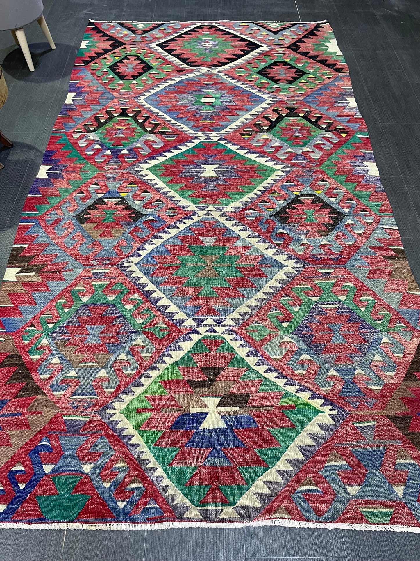 Vintage Handmade 5 x 9.4 Rug, Flatwoven Oushak Rug, Rustic Rug, Flat Weave Rug, Turkish KILIM Rug, Farmhouse Rug, Vintage Wool rug