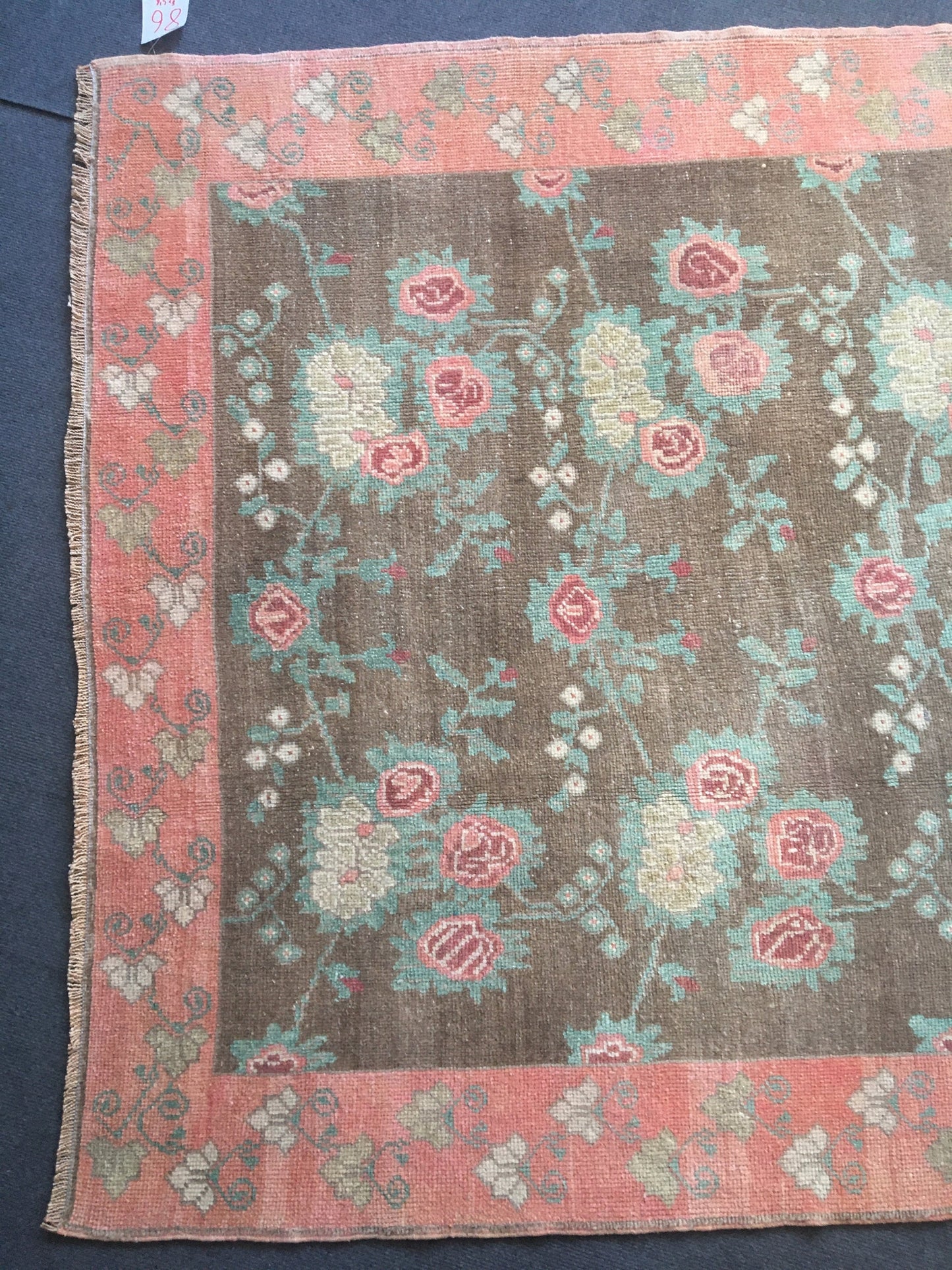 4.4x7.8 feet wool natural brown kitchen area rug, turkish handmade pink bedroom rug, large bathroom floor rug, hallway middle vintage rugs