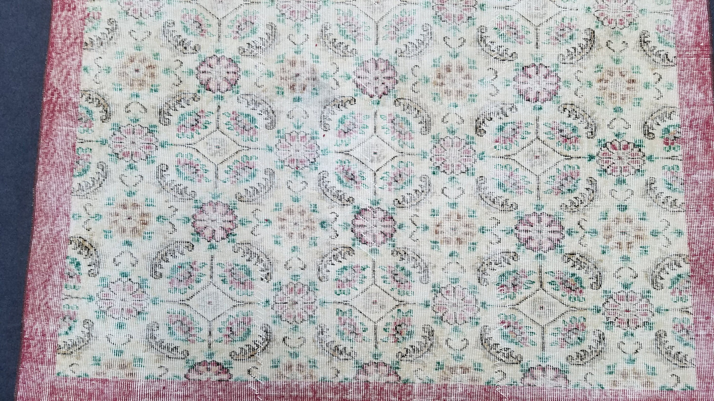 Oushak turkish rug, vintage rug, vintage oushak rug, vintage anatolian rug,kitchen runner rug unique hand made rug,bohemian rug 9'x5'6