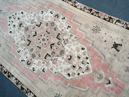 5.2 x 12 Oushak Runner Rug Turkish Runner Rug Vintage Runner Rug Hallway Runner Rug Muted Runner Rug Wool Runner Rug pink Oushak Rug