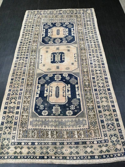 Vintage Rug, Unique Pattern Rug, 5by10 Oushak Rugs, 10x5 Hand Made Rugs,Turkish Rugs Navy Blush Green Rugs, Antique Rug, Fine Rugs